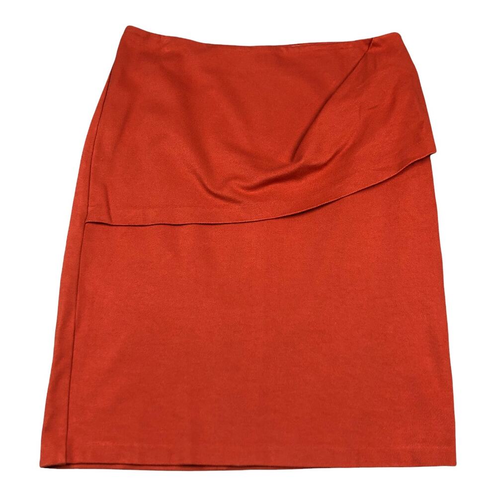 CABI Burnt Orange Pencil Skirt Size 10‎ Overlay Style #3099 Career Colorful Bold